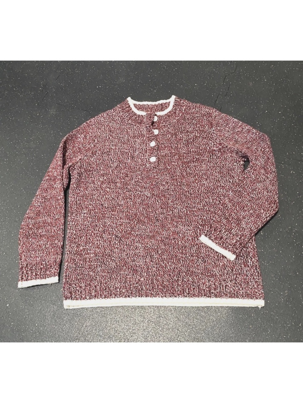 Tog Shop vintage Sweater Quarter Button Burgundy Heathered Knit cozy warm Sz Med